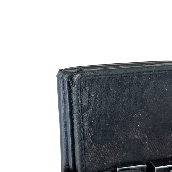 Gucci Jackie Signature Black GG Canvas Compact Wallet Black Leather Trim Used - Picture 10 of 13